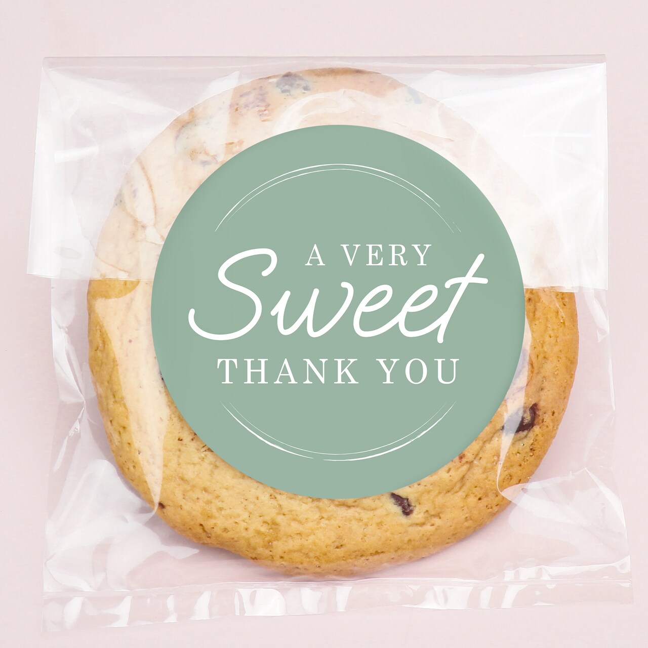 Big Dot of Happiness Sage Green Simple Script Thank You Stickers and Clear Cookie Bags, Cellophane Treat Bags 4.25x7 Inches - 25 Count